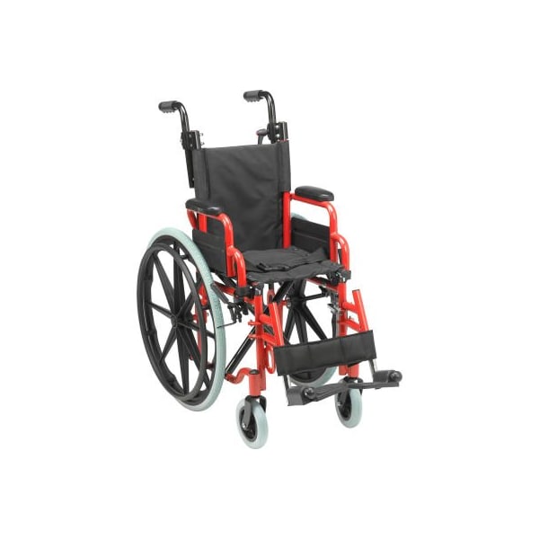 Drive Medical WB1200-2GFR Wallaby Pediatric Folding Wheelchair, 12" Seat, Red WB1200-2GFR - main